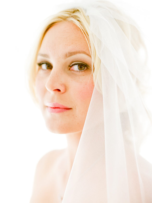 closeup bride face with veil
