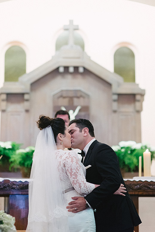 bride and groom kiss during portola valley wedding