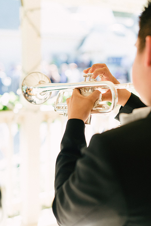 mariachi band member plays trumpet at portola valley wedding
