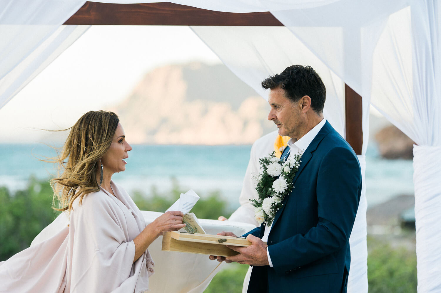 bride reads vows ensenada blanca villa del palmar wedding