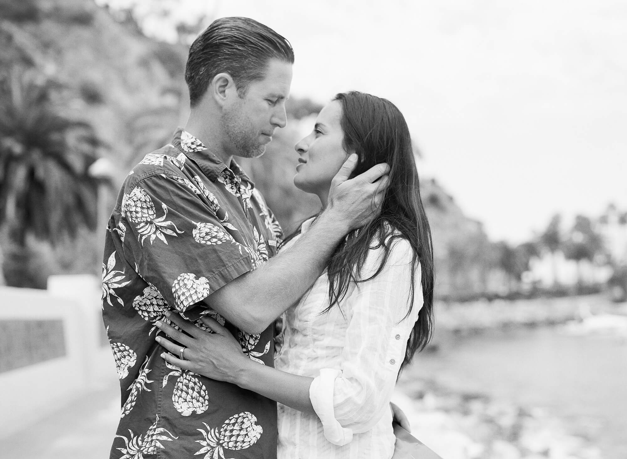 relaxed engagement photo on catalina island