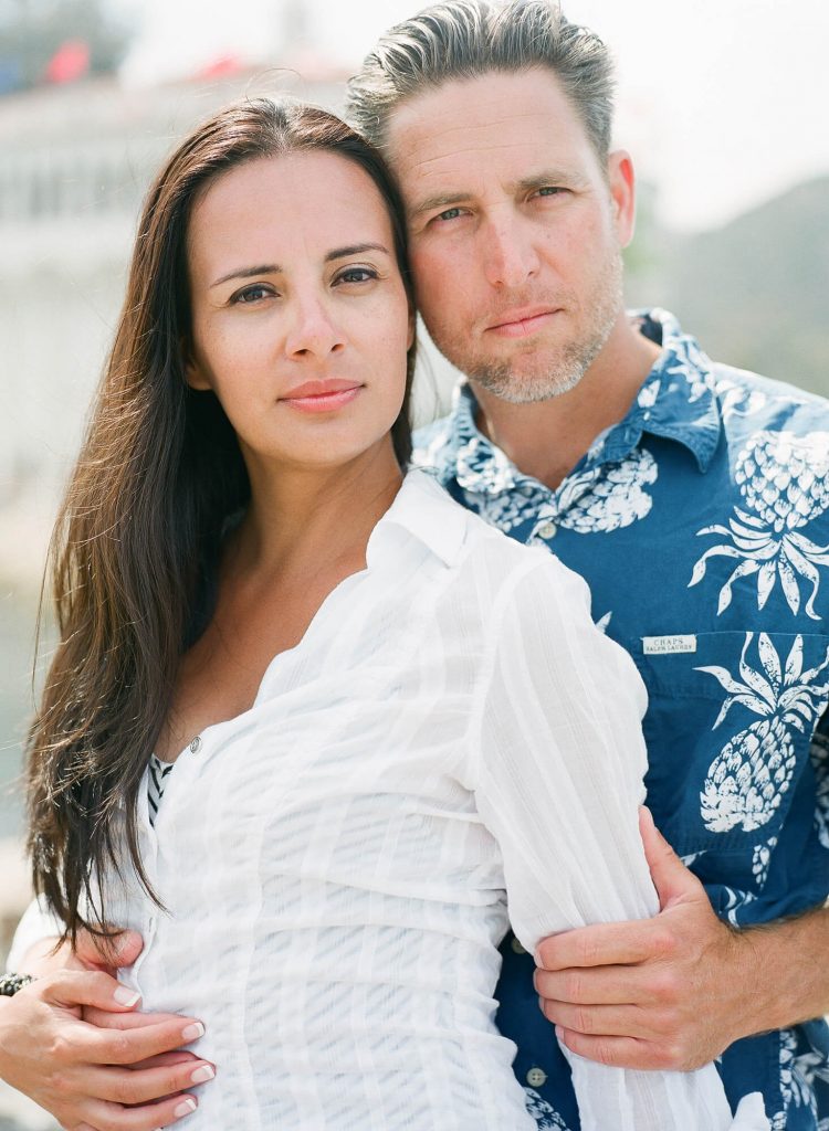 couple posing catalina island engagement photo