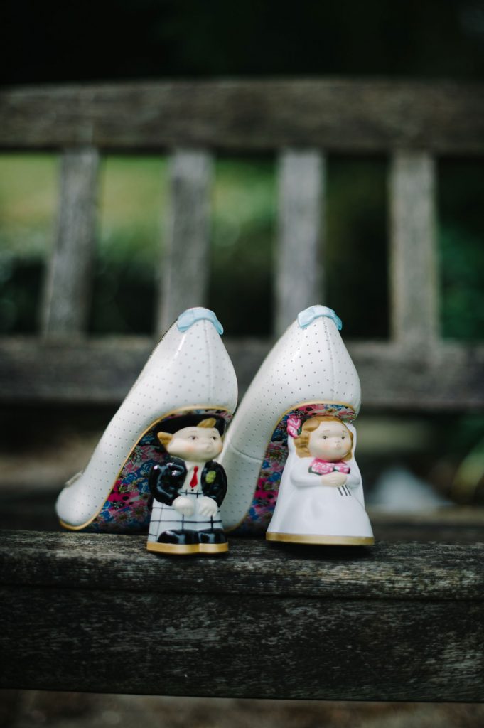 irregular choice wedding shoes with bride and groom as heels