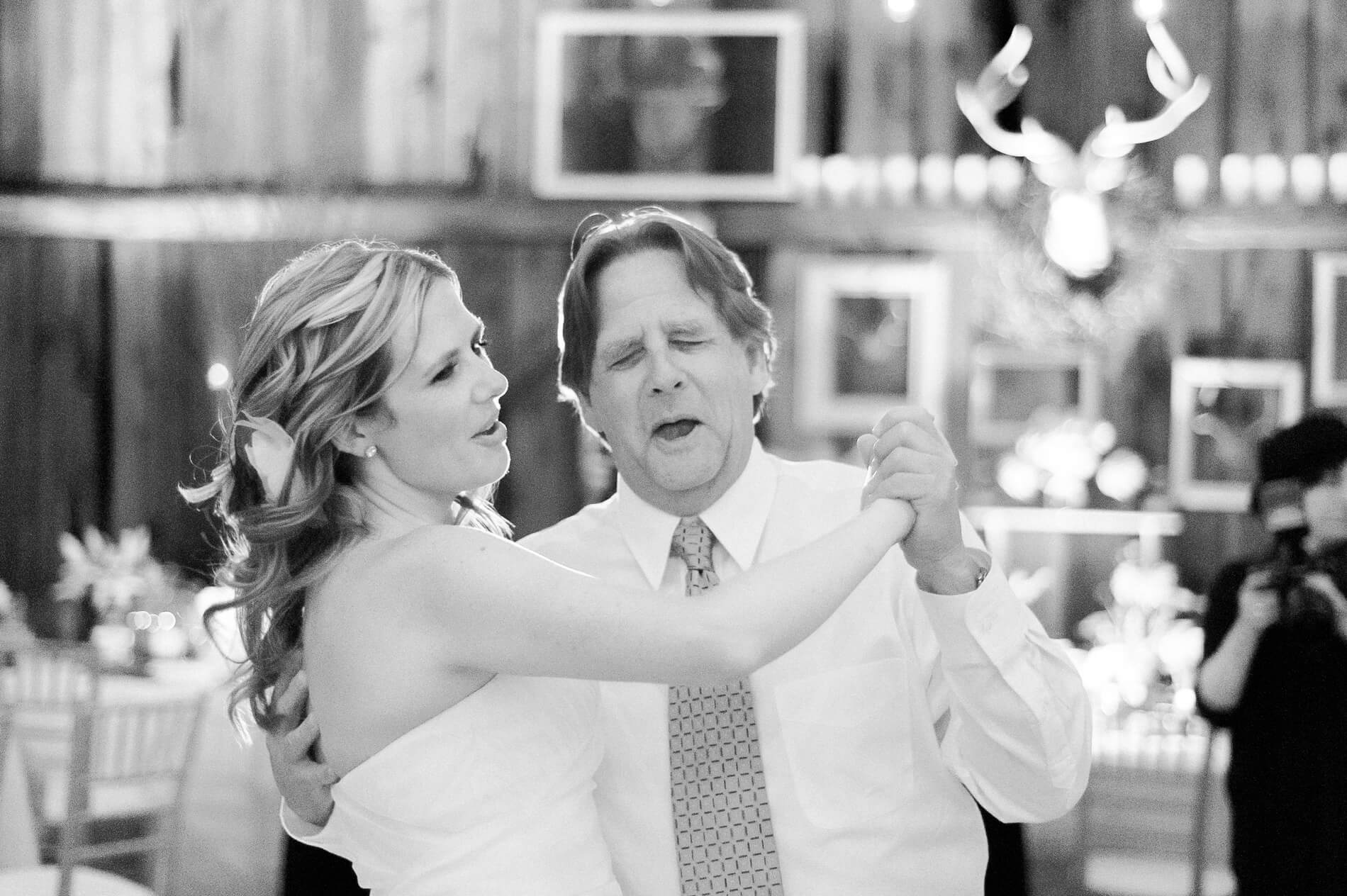father daughter dance rustic barn wedding lake almanor