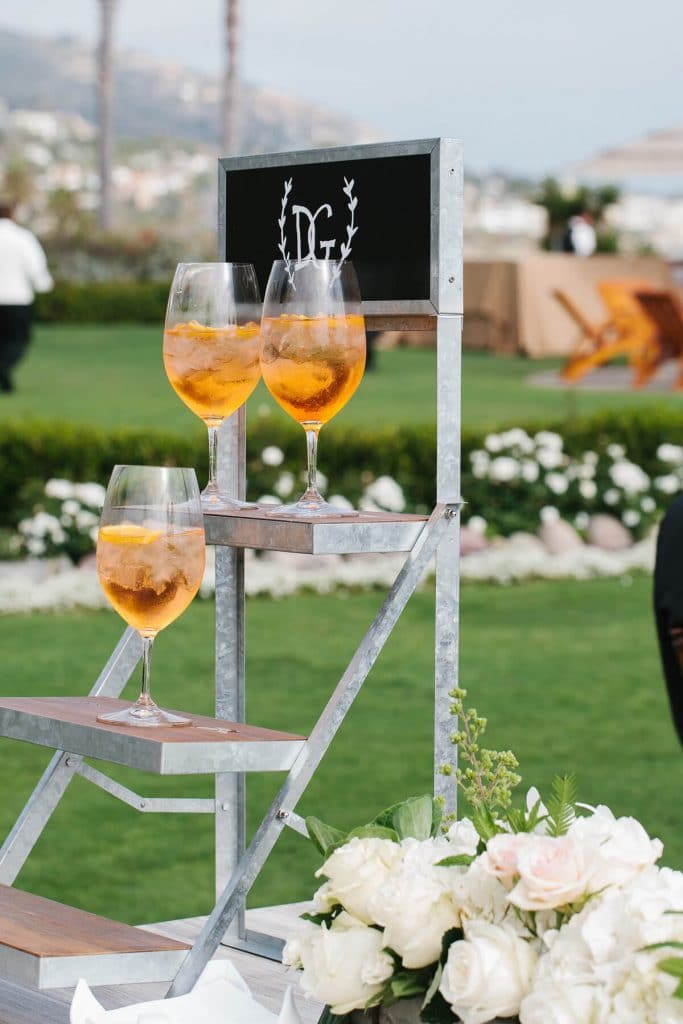 orange tea in wine glasses montage laguna beach