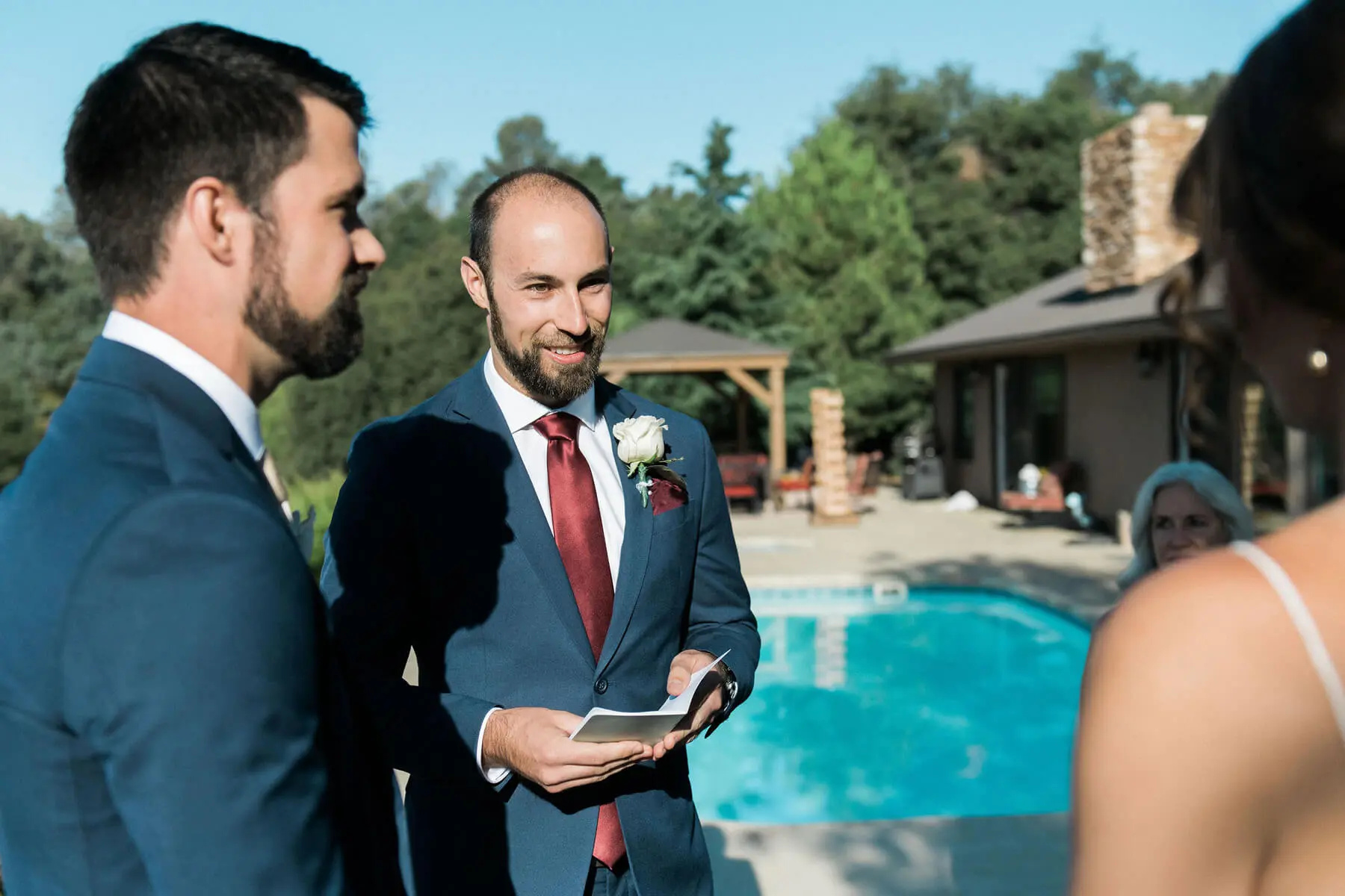 groom reading vows yosemite intimate wedding