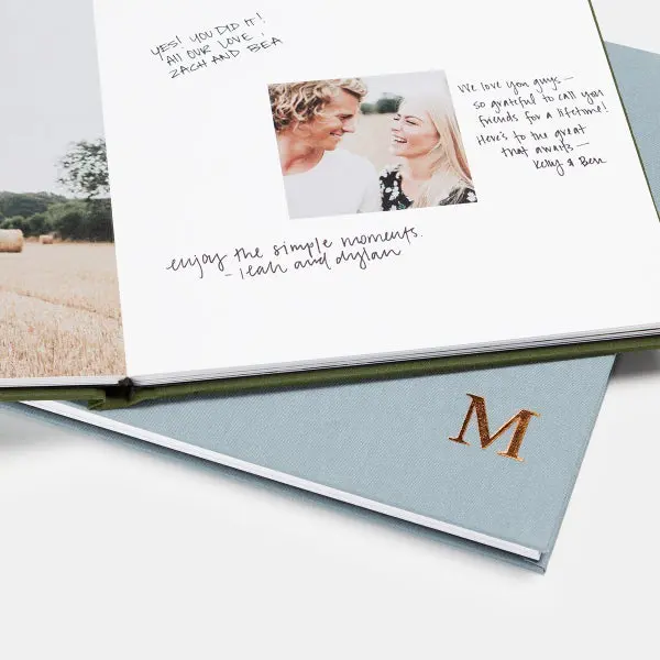 engagement photos displayed in custom guestbook